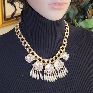 Huge Clear Rhinestones Statement Link Necklace